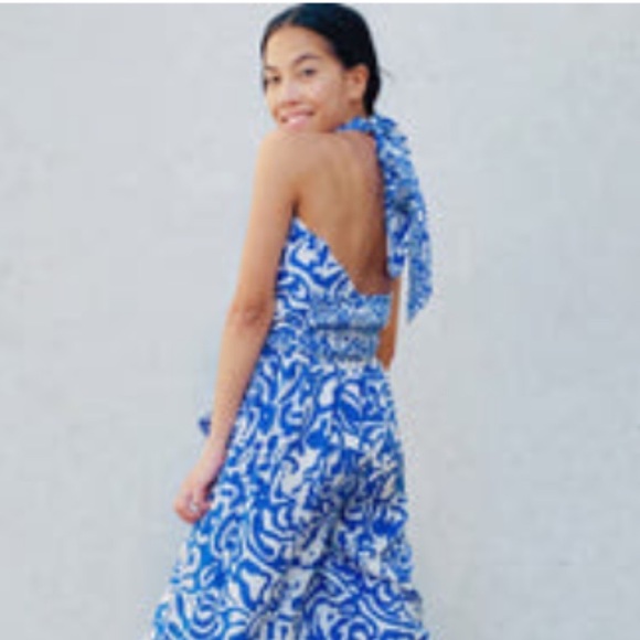 Tanya Taylor Blue and White Jumpsuit - Picture 4 of 5